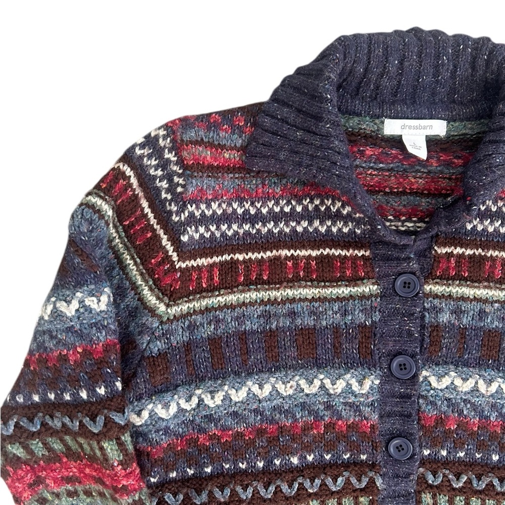 Vintage Patterned Grandmacore Button-Up Cardigan … - image 2